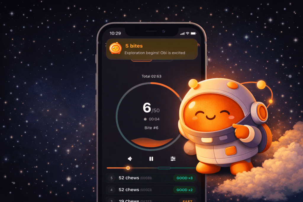 【画像の内容】アプリのスクリーンショット
タイマー画面、または食事記録画面
【ALTテキスト】kkokkkok(꼭꼭)アプリの食事タイマー画面
【注意】実際のアプリ画面を使うと信頼度UP